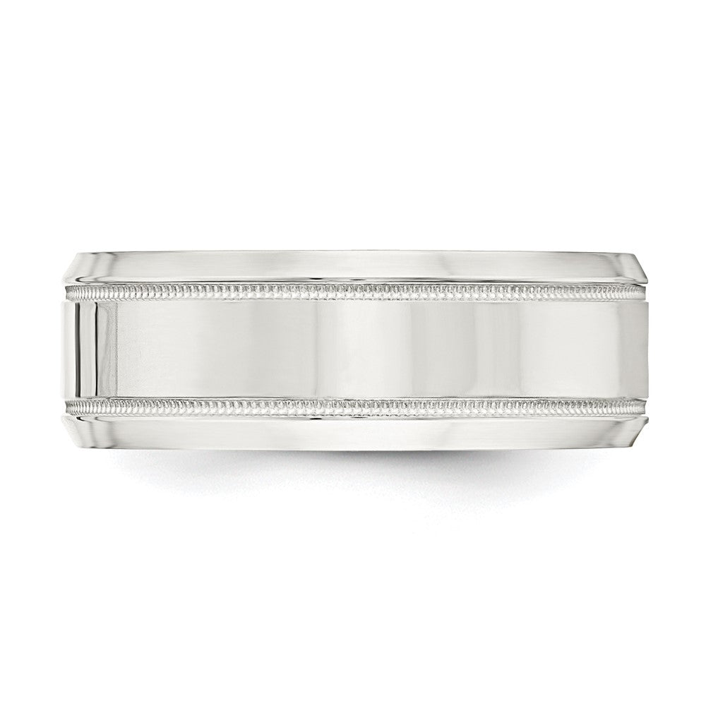 Sterling Silver 6mm Polished Flat Milgrain Beveled Edge Fancy Band Size 9.5