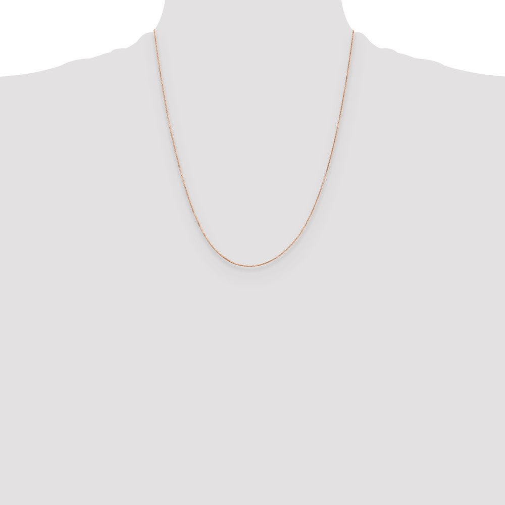 14K Rose Gold .5mm Baby Box with Lobster Clasp Chain