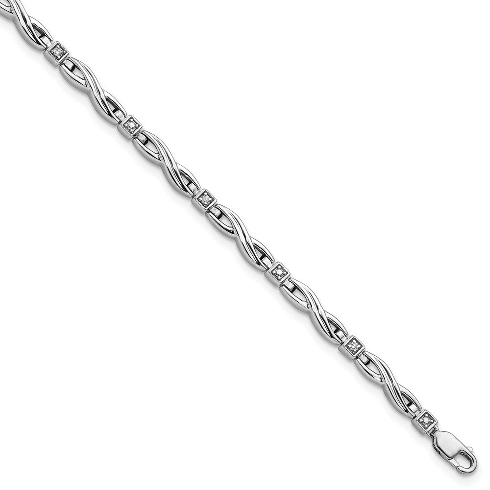 Sterling Silver Rhodium-plated Diam. Bracelet 7 inches