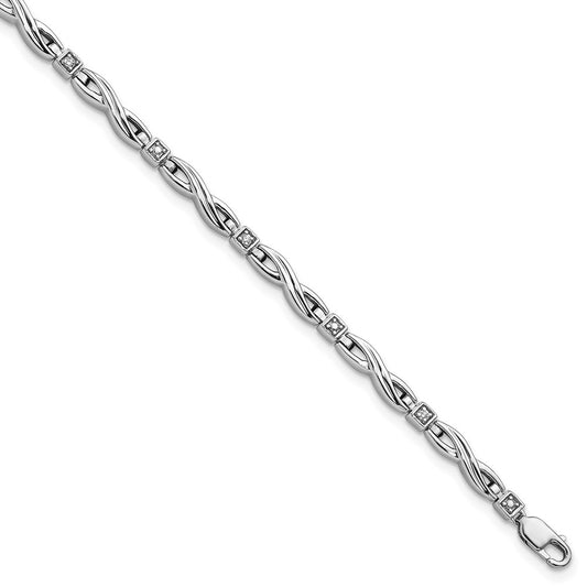 Sterling Silver Rhodium-plated Diam. Bracelet 7 inches