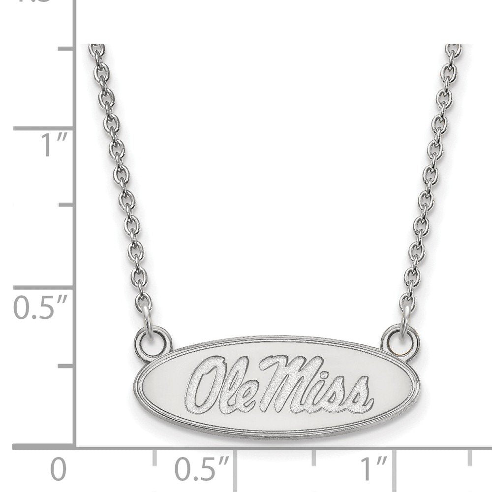 Sterling Silver Official Licensed Collegiate 18in University of Mississippi (UMS) Small Pendant w/Necklace