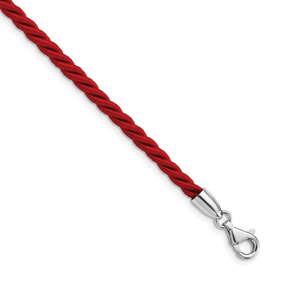 Sterling Silver Rhodium-plated 18inch Red Satin Cord Necklace 18 Inches