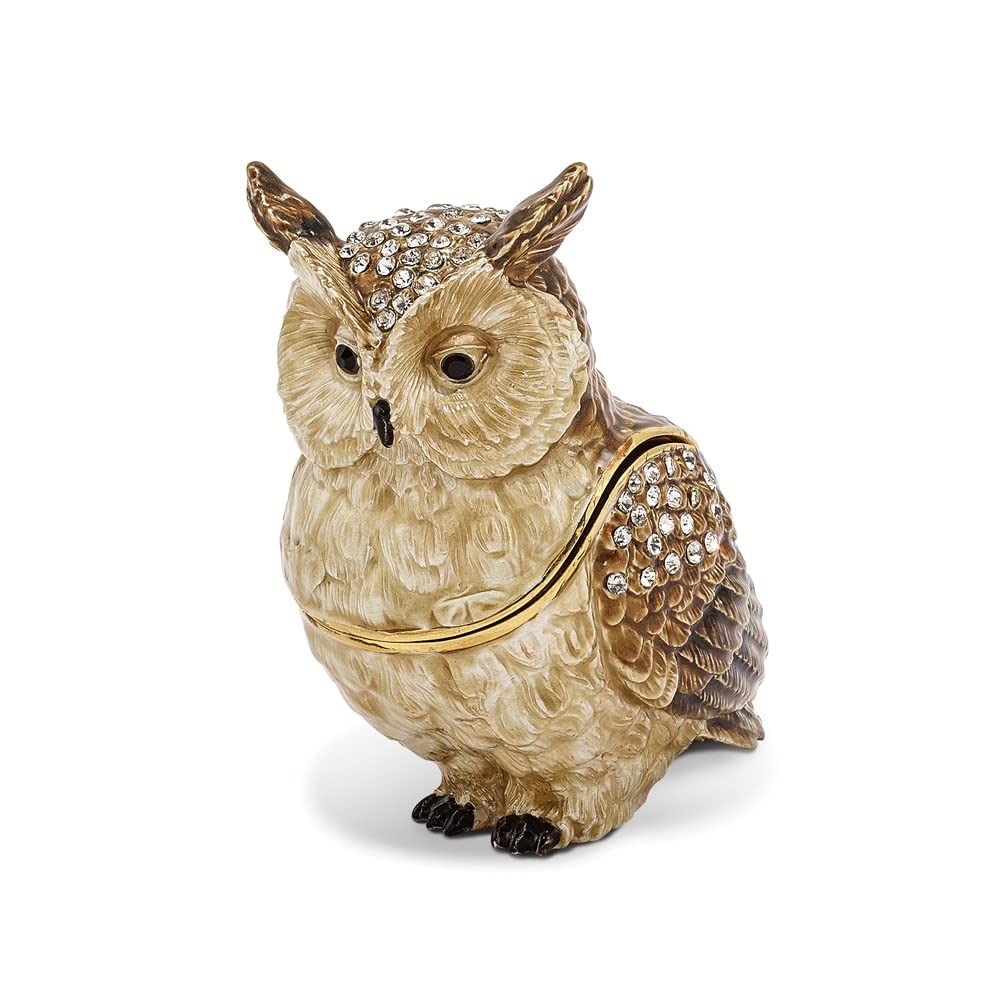 Pewter Enamel Hootie Owl Trinket Box