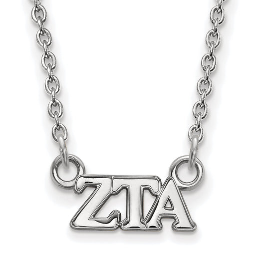 Sterling Silver 18in Official Licensed Greek Sororities Zeta Tau Alpha (ZTA) XS Pendant w/ Necklace