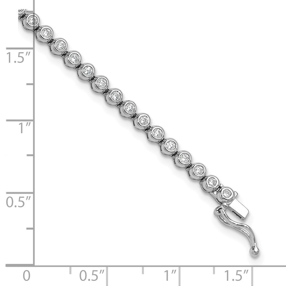 Sterling Shimmer Sterling Silver Rhodium-plated Bezel Set 1.7mm CZ 54 Stone 7 inch Bracelet 7 inches
