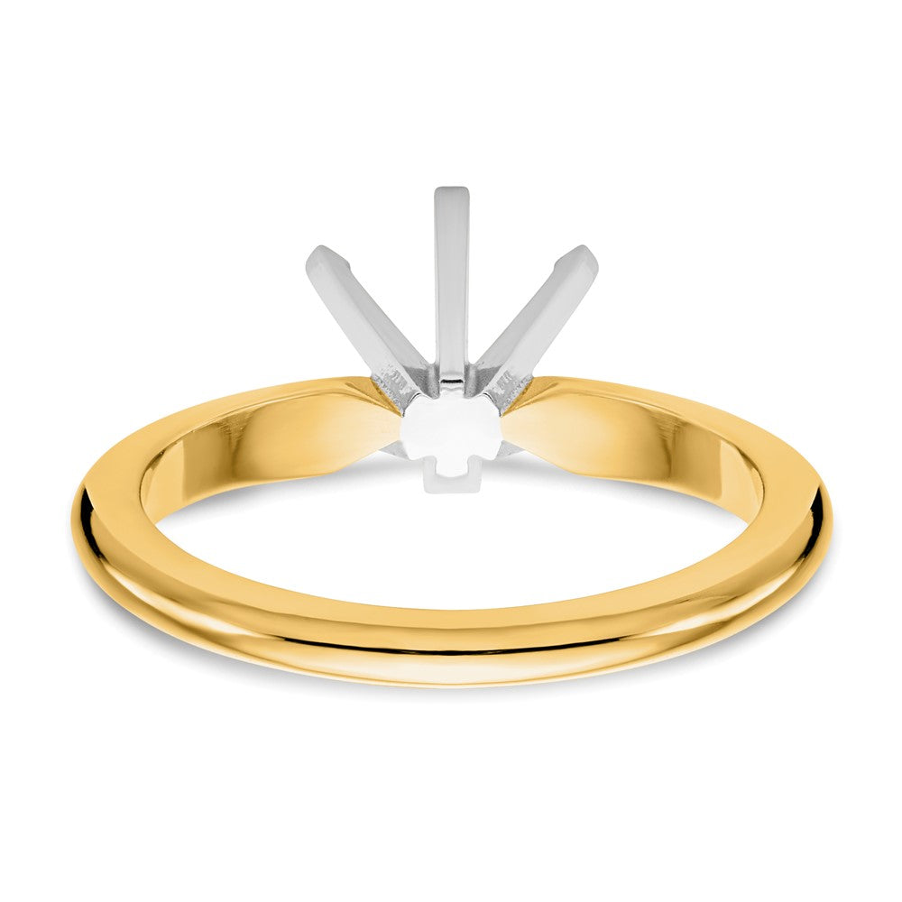 14k Two-Tone 1/4 carat Heavy-Weight Half-Round 6-Prong Round Solitaire Ring Mounting