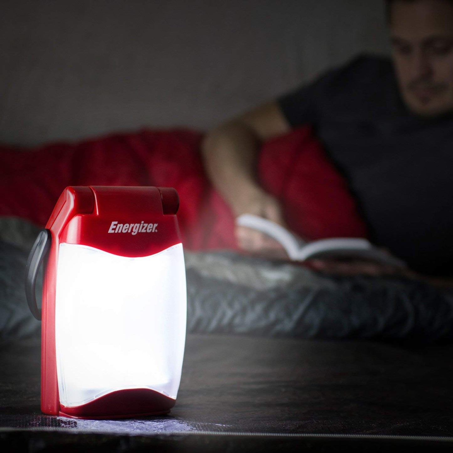 Energizer Emergency Folding LED Lantern, Red, 500 Lumens, IPX4 Water Resistant, Portable LED Light, Durable Emergency Lantern
