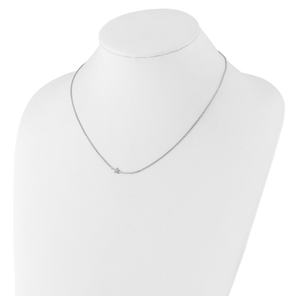 Sterling Shimmer Sterling Silver Rhodium-plated CZ 22 Stone 16 inch with 2 inch extension Star Necklace 16 Inches