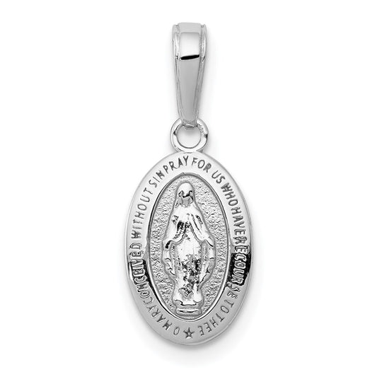 14k White Gold Miraculous Medal Charm