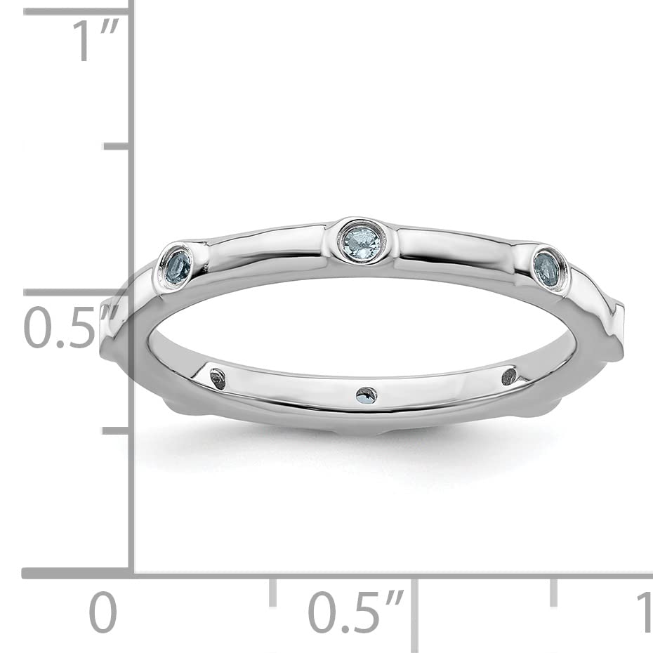 Sterling Silver Stackable Expressions Aquamarine Ring Size -8