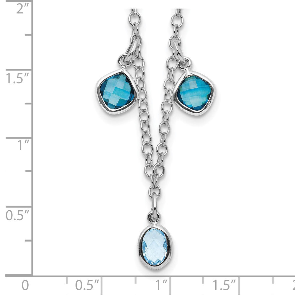 Sterling Silver Rhod-plat London and Sky Blue Topaz w/ 2in ext. Necklace 18 Inches