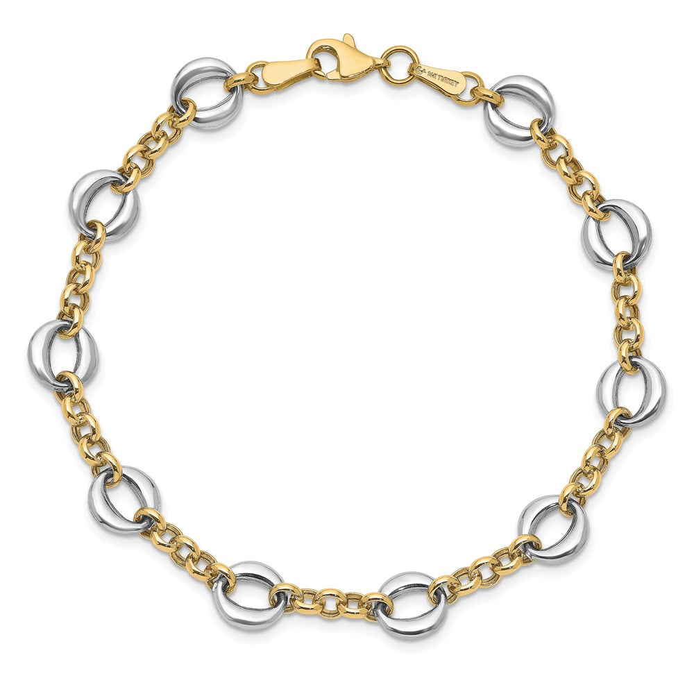 14k Two-tone Polished Fancy Link Bracelet
