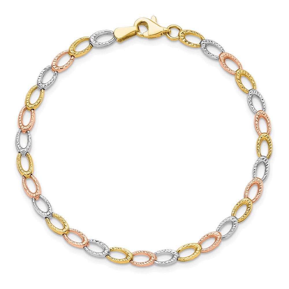 10K Tri-Color D/C Bracelet 7.5  inches