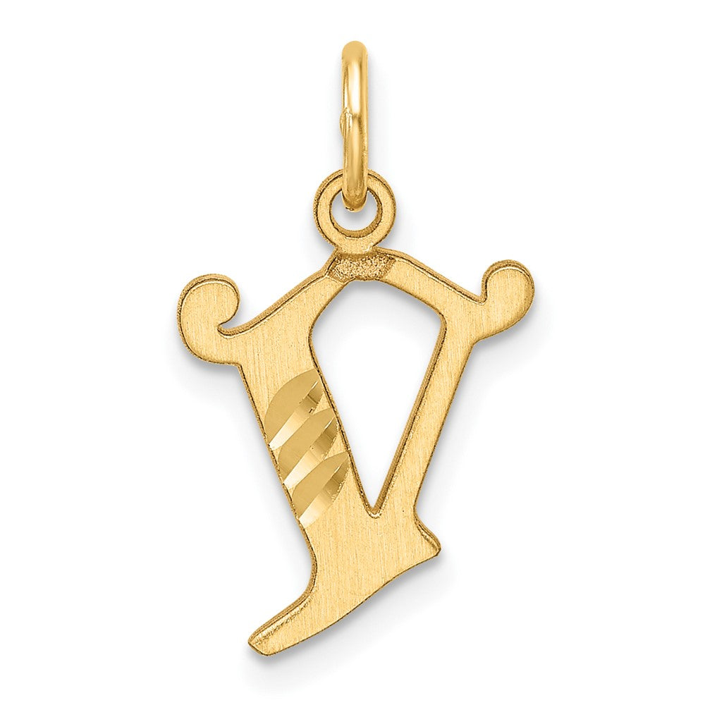 14K Diamond-cut Letter V Initial Charm