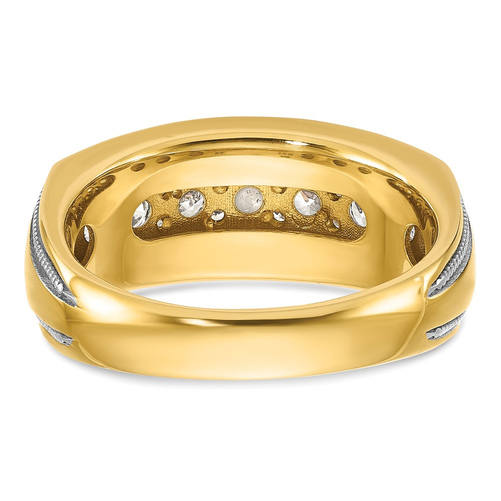 IBGoodman 14k with White Rhodium 1 1/5 carat Lab Grown Diamond VS/SI+ G+ Complete Polished and Milgrain Men's Ring