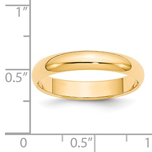 14k Yellow Gold 4mm Half-Round Wedding Band Size 5