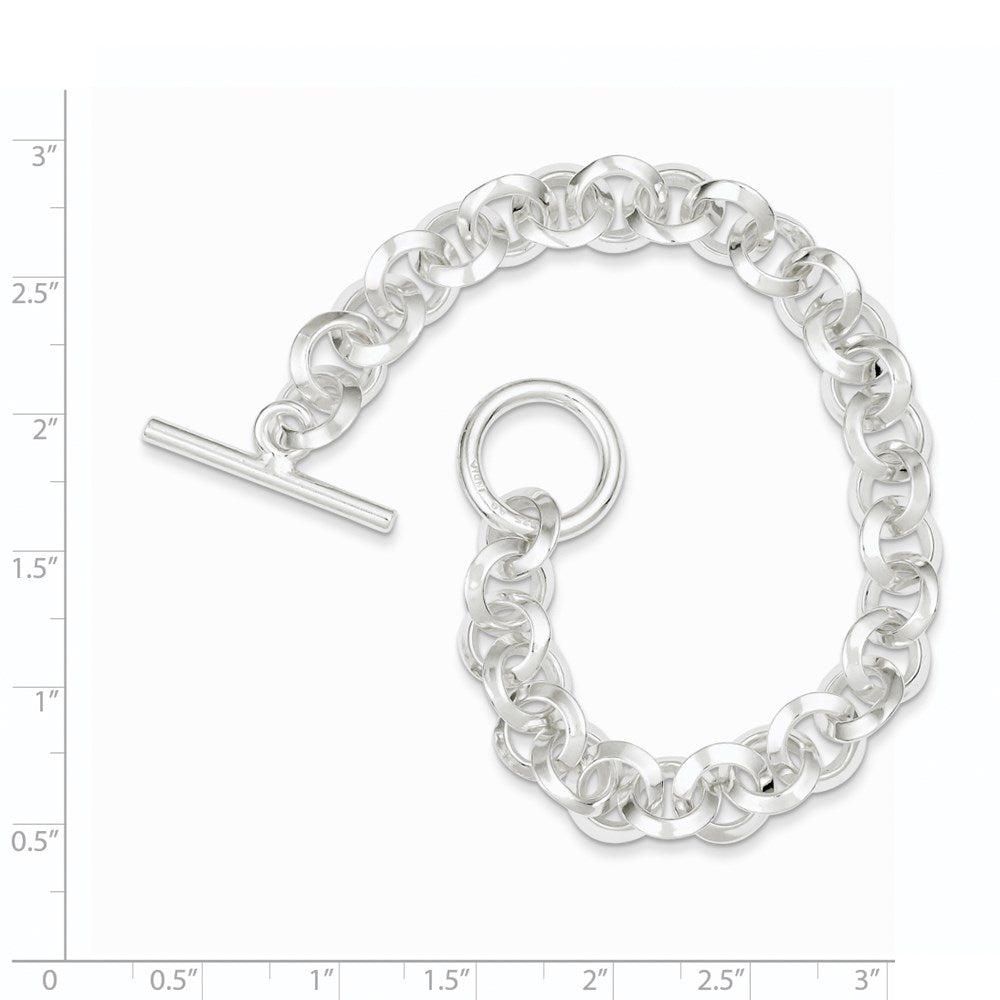 Sterling Silver 8.5inch Polished Fancy Circular Link Bracelet