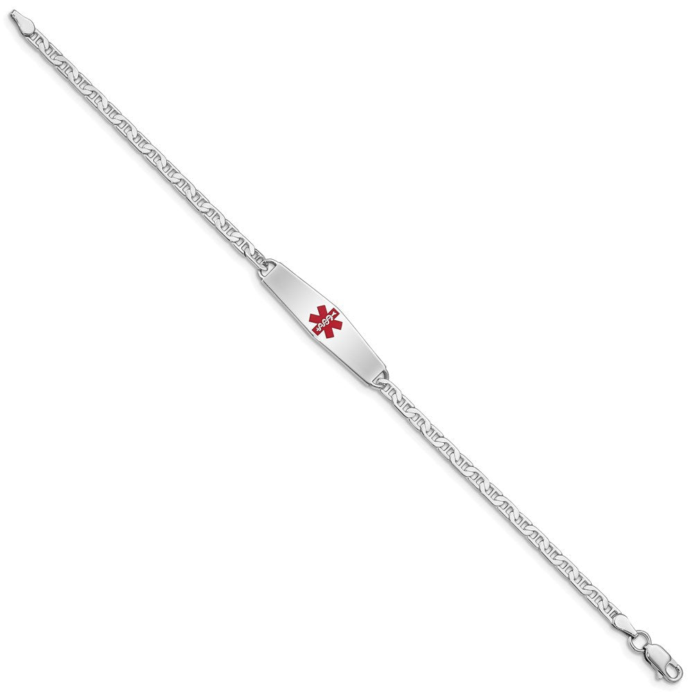 Sterling Silver Rhodium-plated Medical ID Anchor Link Bracelet 8 inches