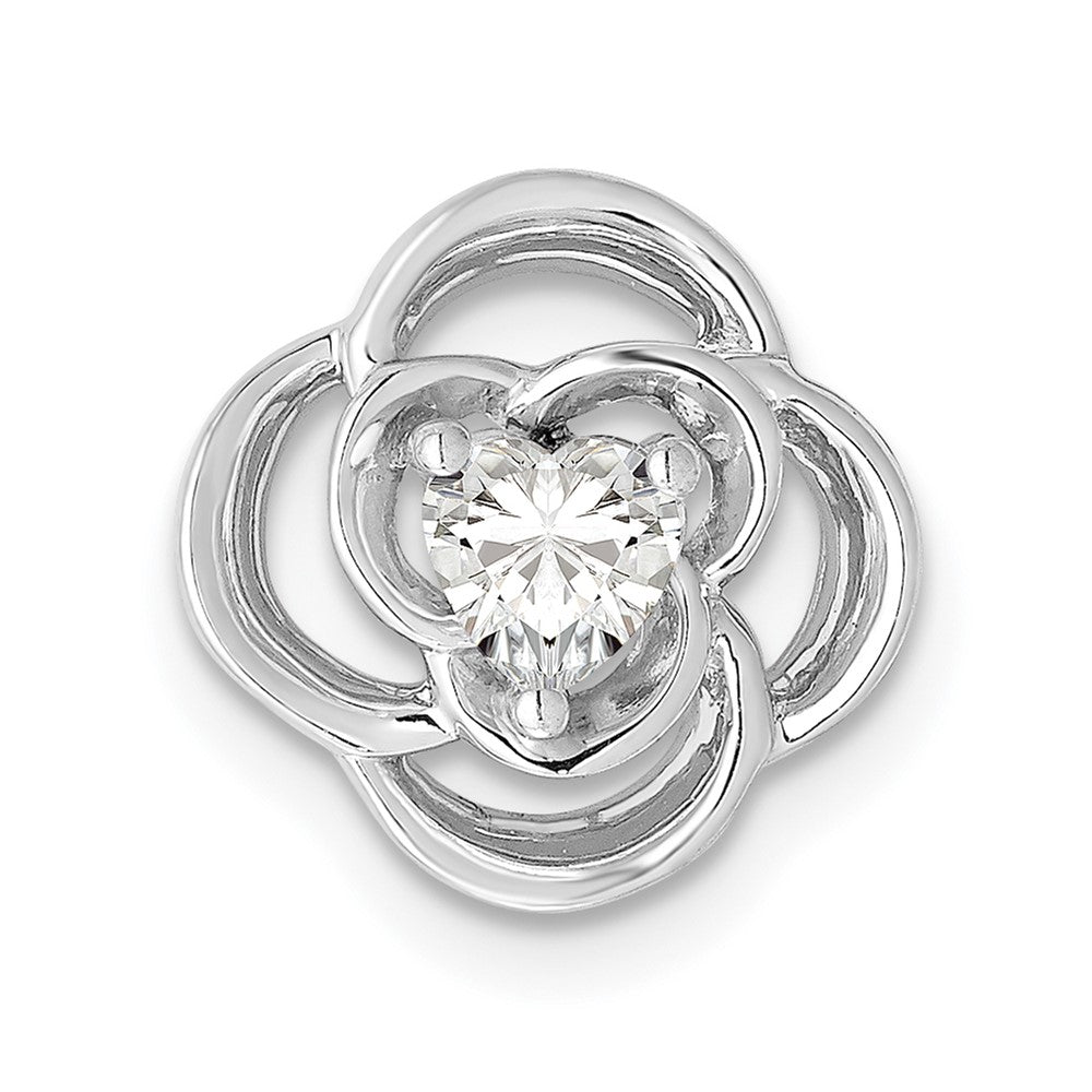 14k White Gold 1/4 carat Lab Grown Diamond VS/SI+ G+ Flower Chain Slide Pendant