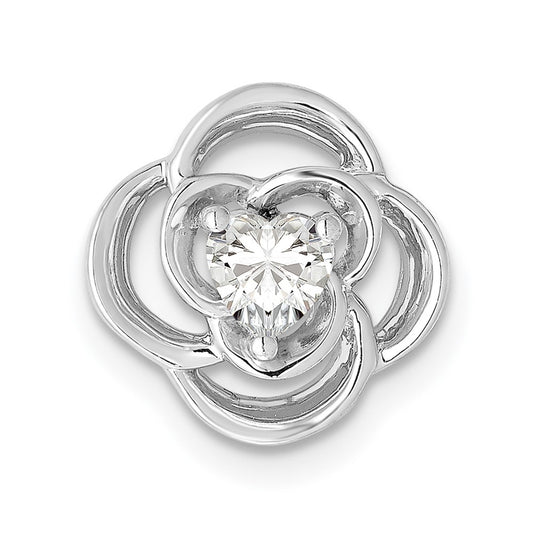 14k White Gold 1/4 carat Lab Grown Diamond VS/SI+ G+ Flower Chain Slide Pendant