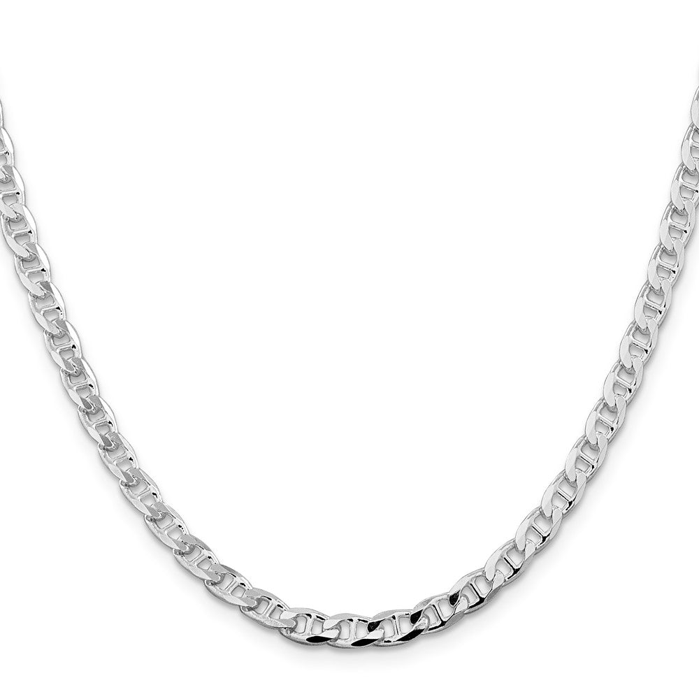 Sterling Silver Rhodium-plated 4.65mm D/C Flat Anchor Curb Chain 18 Inches