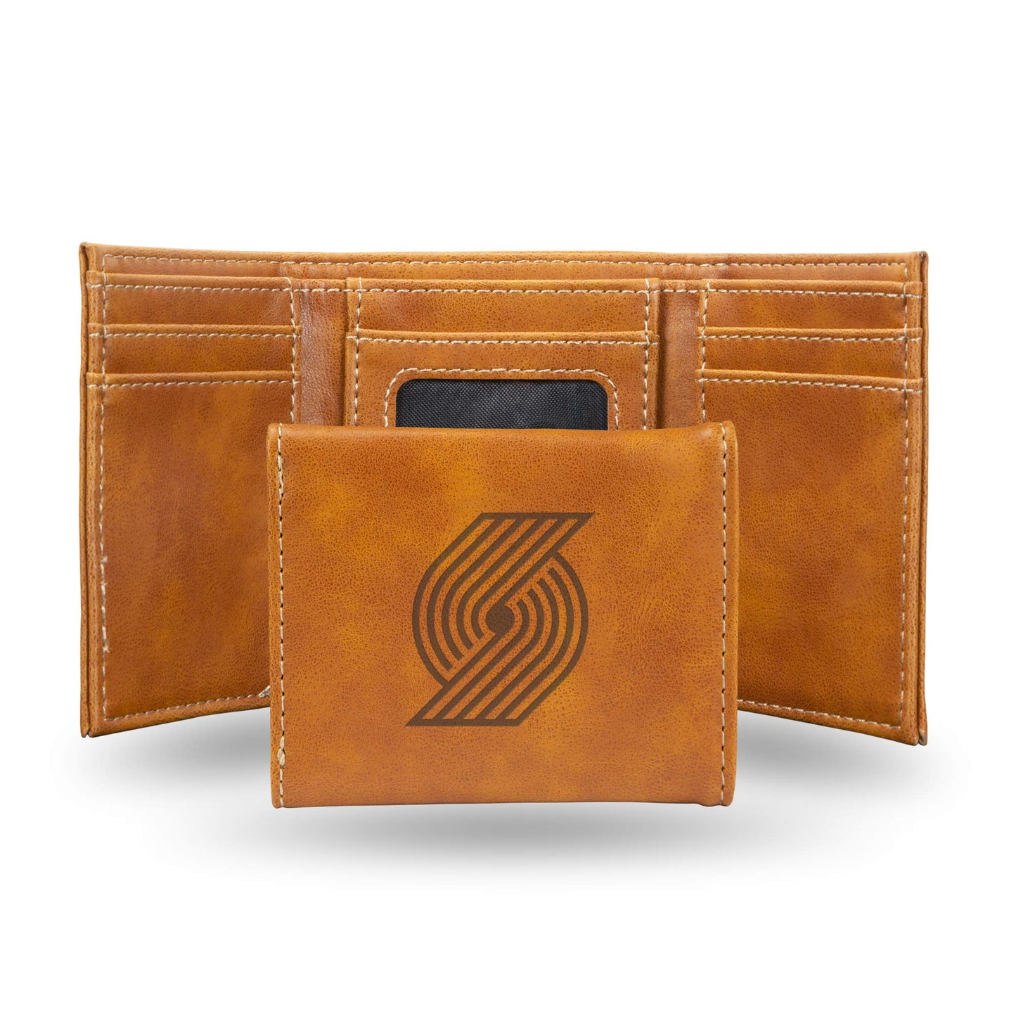 Basketball Rico Industries Portland Trail  Brown Laser Engraved Trifold Laser Engraved Tri-Fold Wallet - Men's Accessory