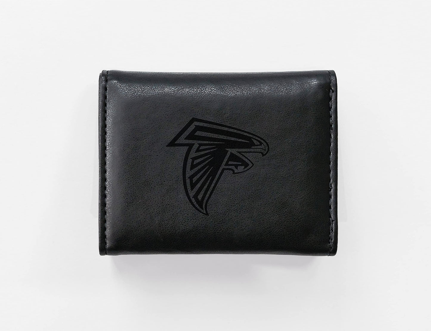 Football Rico Industries Atlanta  Black Laser Engraved Trifold Laser Engraved Tri-Fold Wallet - Men's Accessory