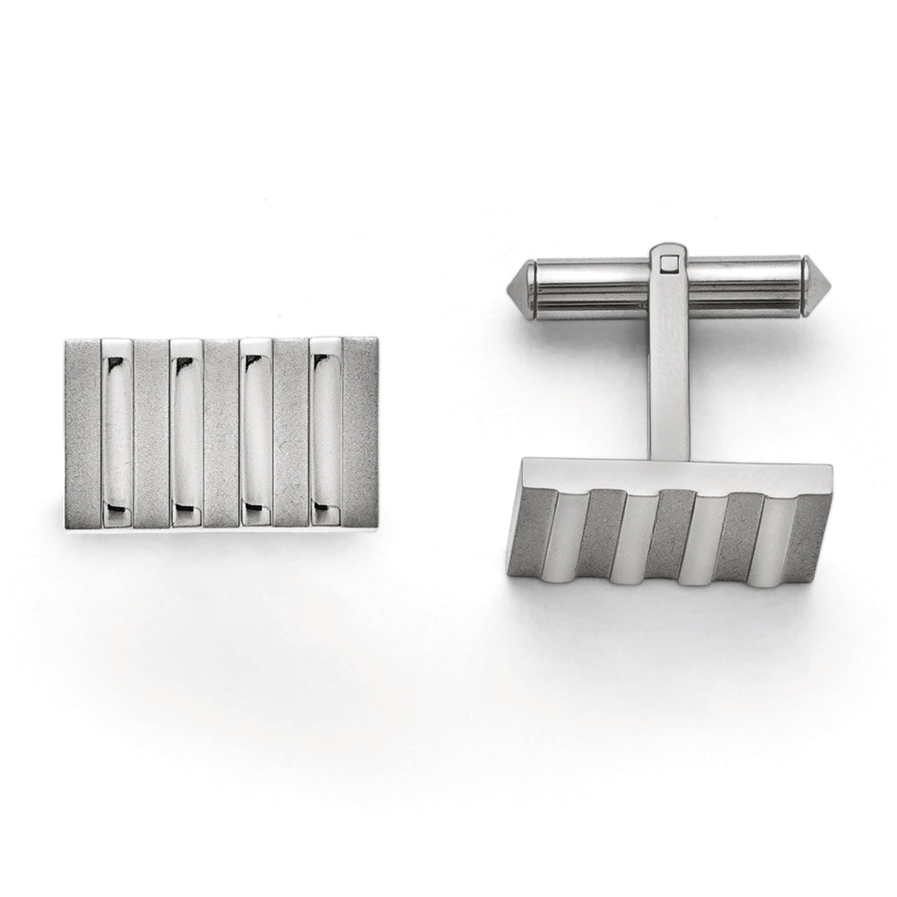 Titanium Polished and Brushed Stripes Cuff Links