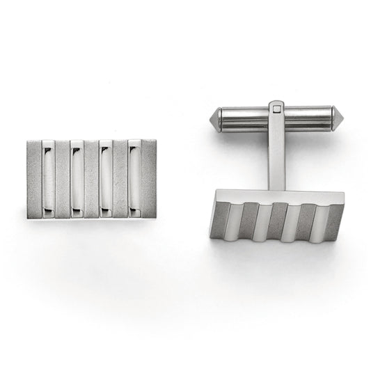 Titanium Polished and Brushed Stripes Cuff Links