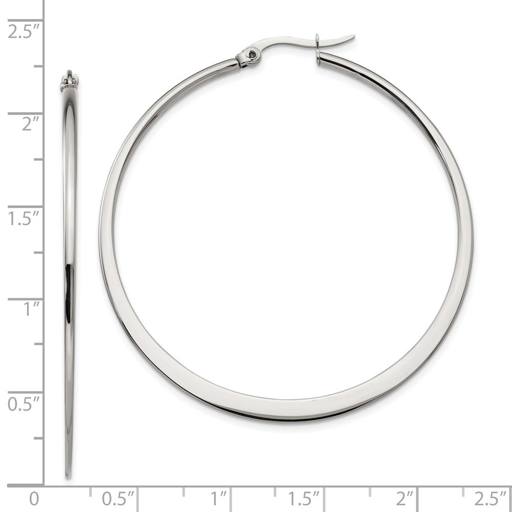 Stainless Steel Polished 50mm Diameter Hoop Earrings