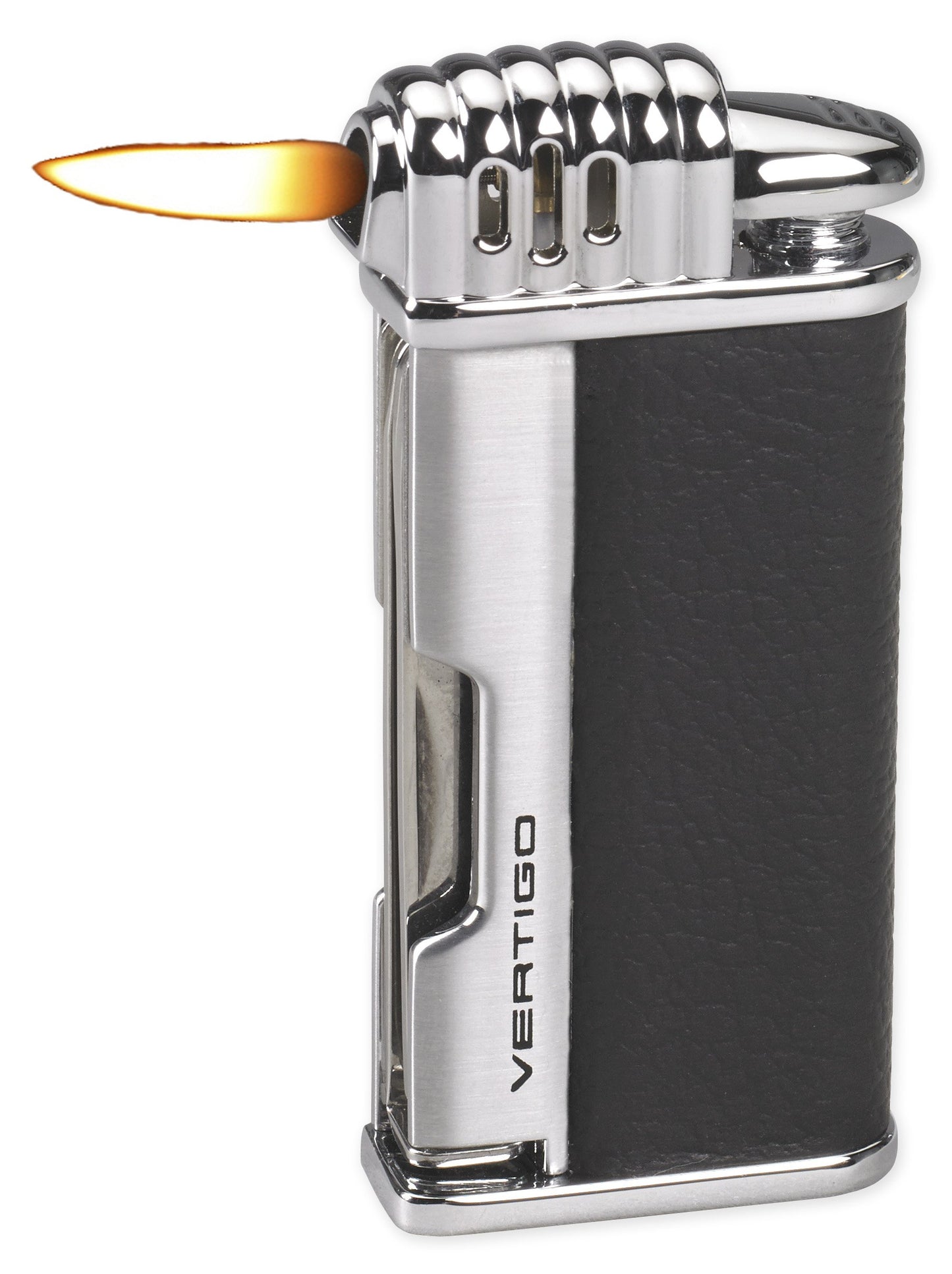 Vertigo Puffer Pipe Soft Flame Lighter - Matte Black & Brushed Chrome