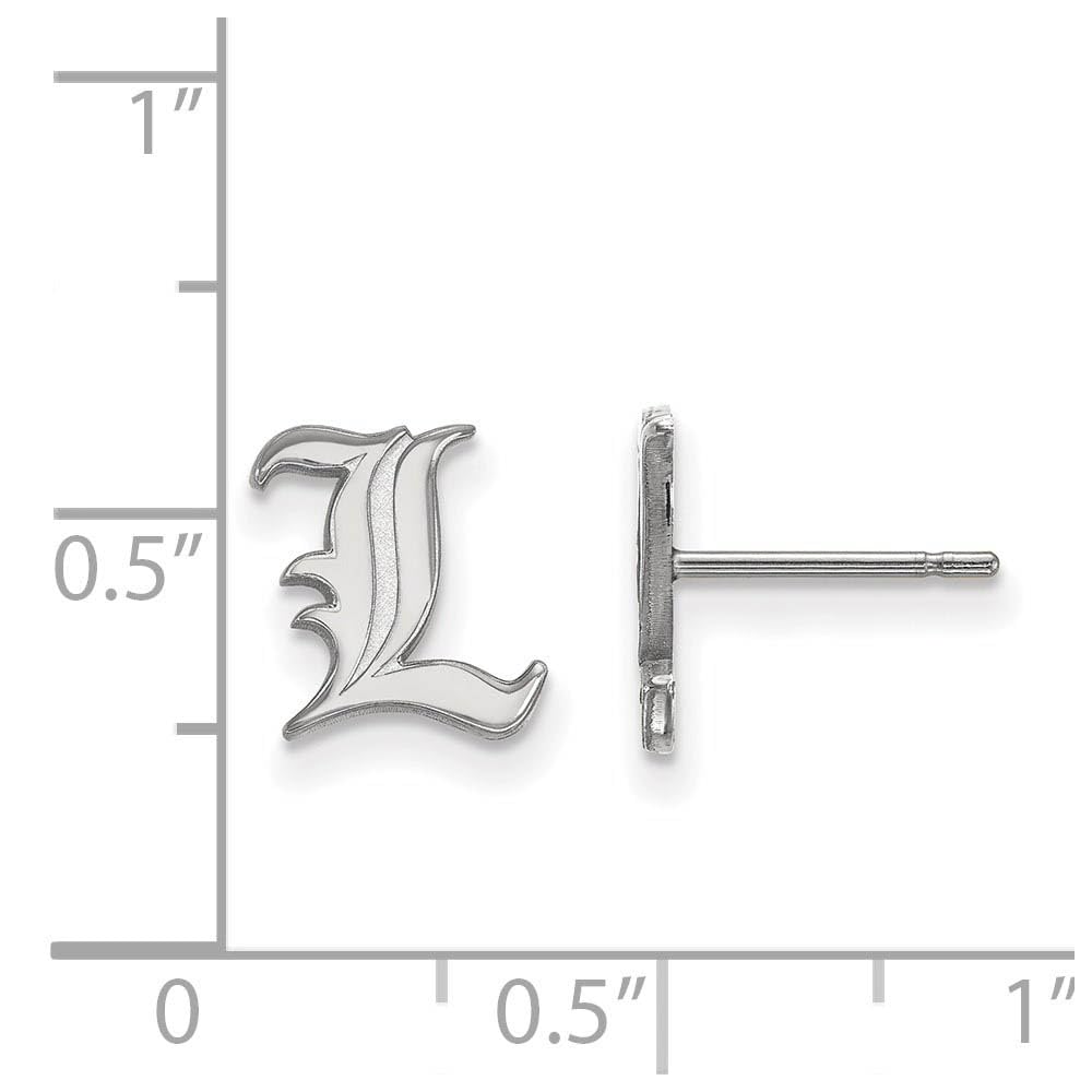 Sterling Silver Rhodium-plated LogoArt University of Louisville Letter L Extra Small Post Earrings QSS008UL