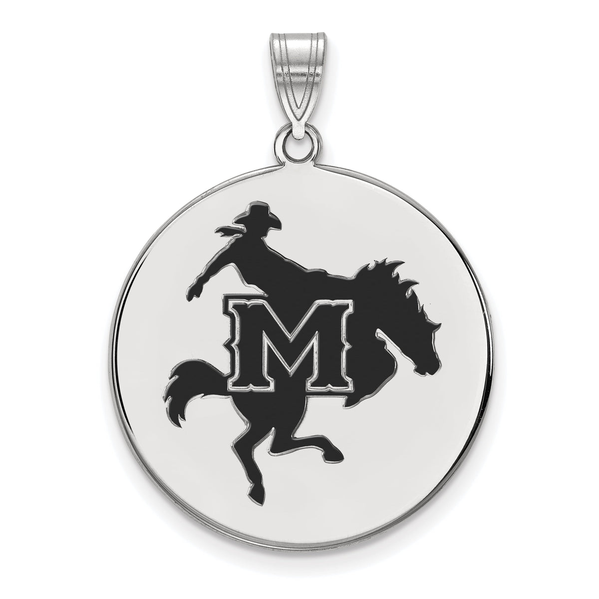 LogoArt Sterling Silver Mcneese State University Xlarge Enamel Disc Pendant Necklace