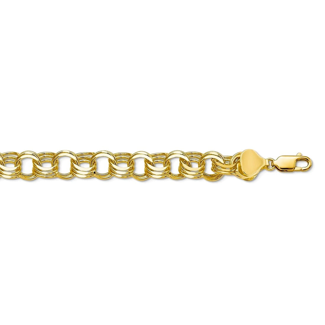 10k Triple Link Charm Bracelet