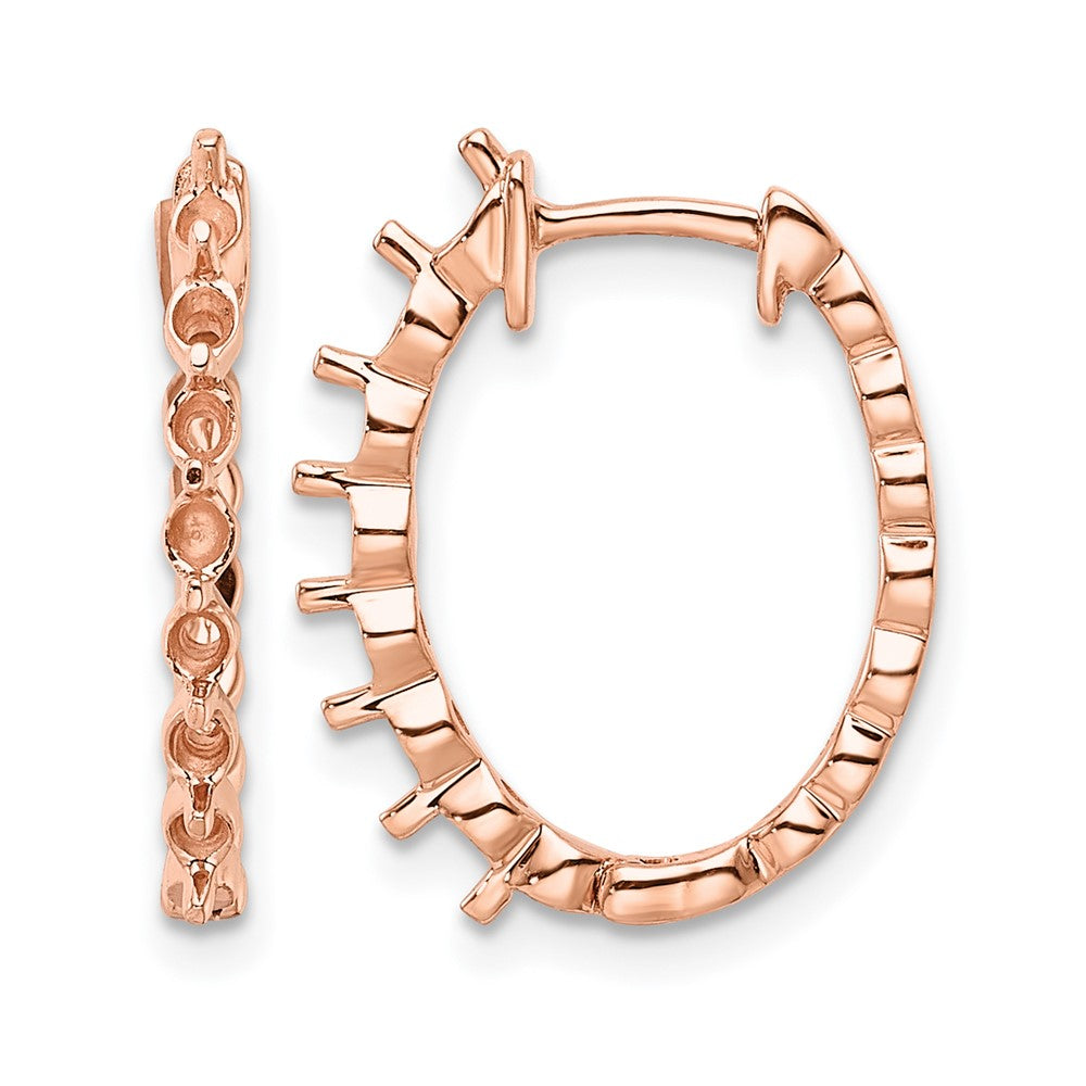 14K Rose Gold Hinged Hoop Earring Mountings (Holds 14 x 2.3mm Round)