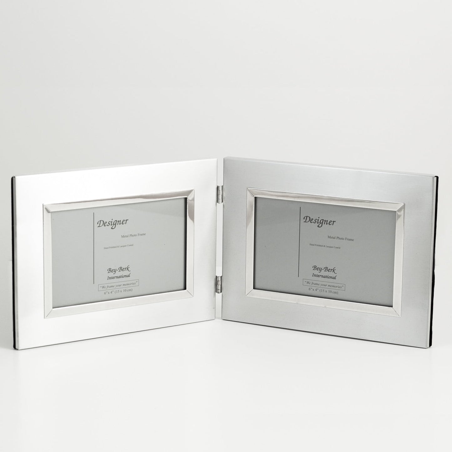 Brushed Metal Double 4"x6" Picture Frame.