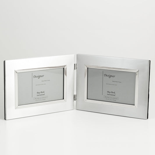 Brushed Metal Double 4"x6" Picture Frame.