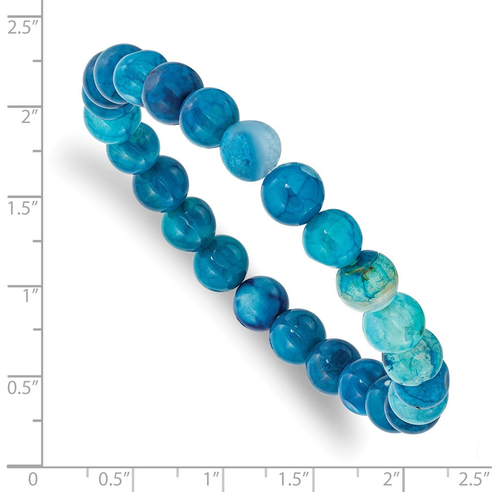 Beaded Stretch Blue Fire Agate Bracelet 6.75 inches