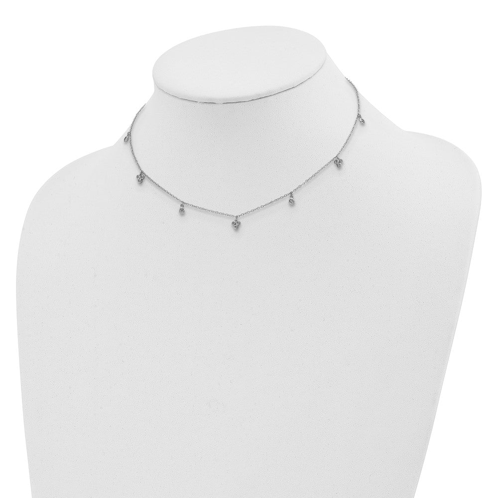 Sterling Silver Rhodium-plated CZ 12.5in w/2in ext Choker Necklace 12.5 Inches