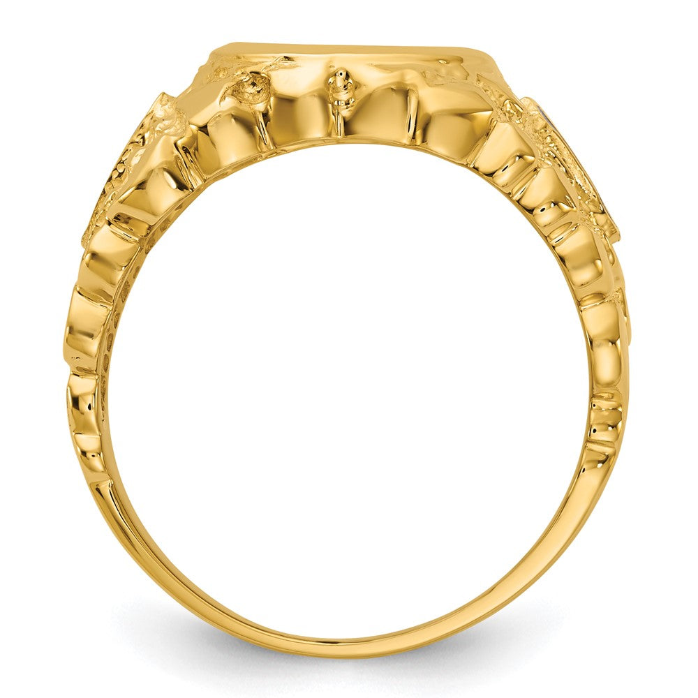 IBGoodman 14k Men's Polished and Nugget Textured Blue Lodge Master Masonic Ring Mounting