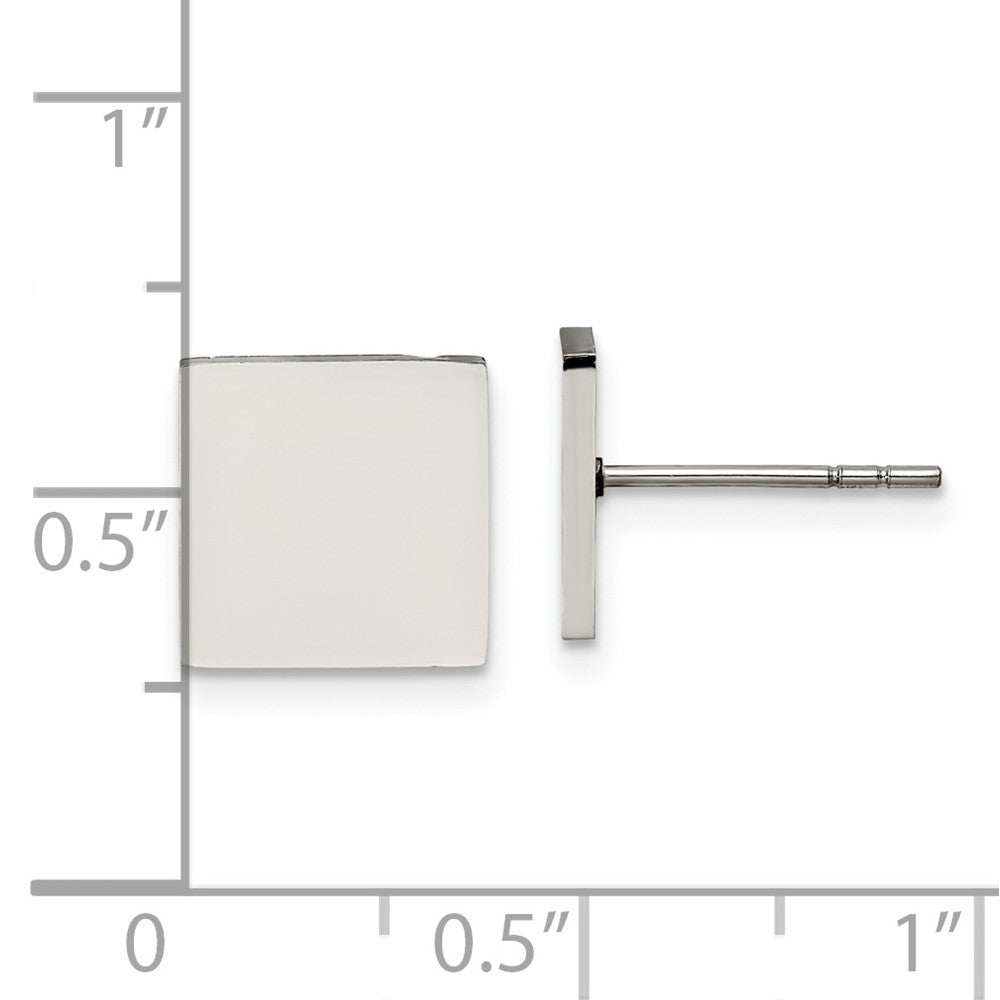Stainless Steel Polished Square Post Earrings