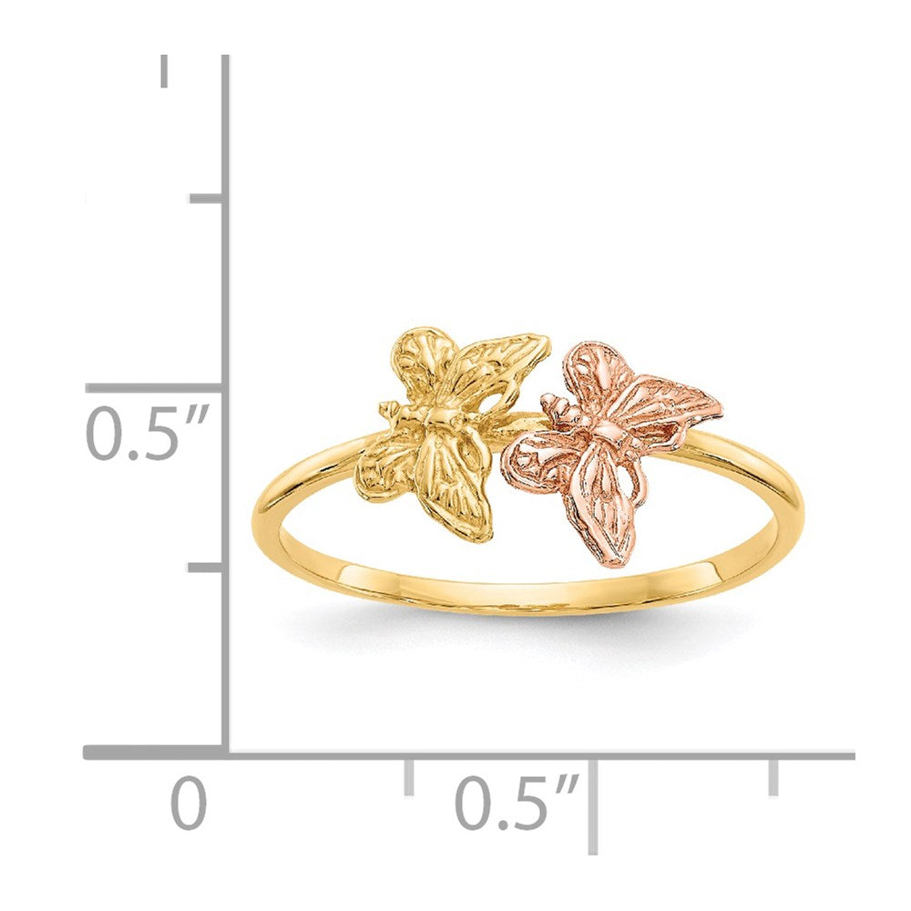 14k Two-Tone Polished Butterfly Ring Size 7