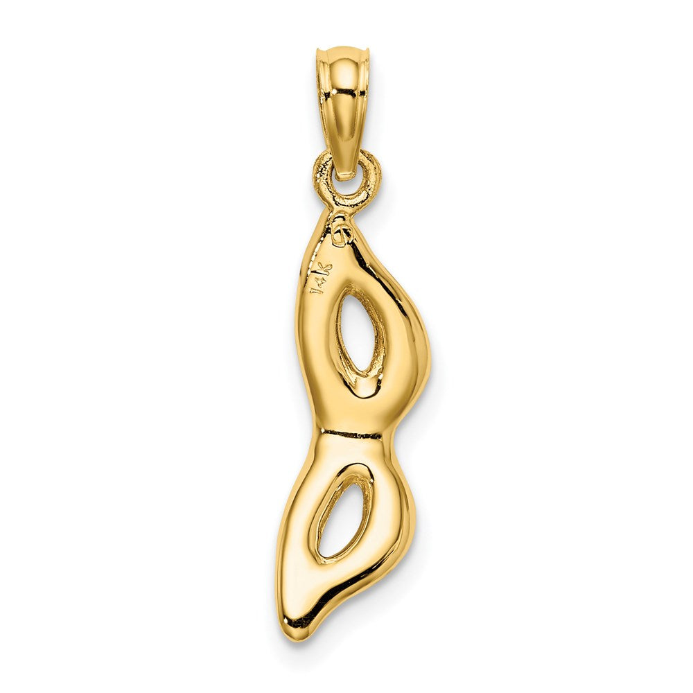 14K 3-D and Beveled W/Blue Enamel Masquerade Mask Pendant