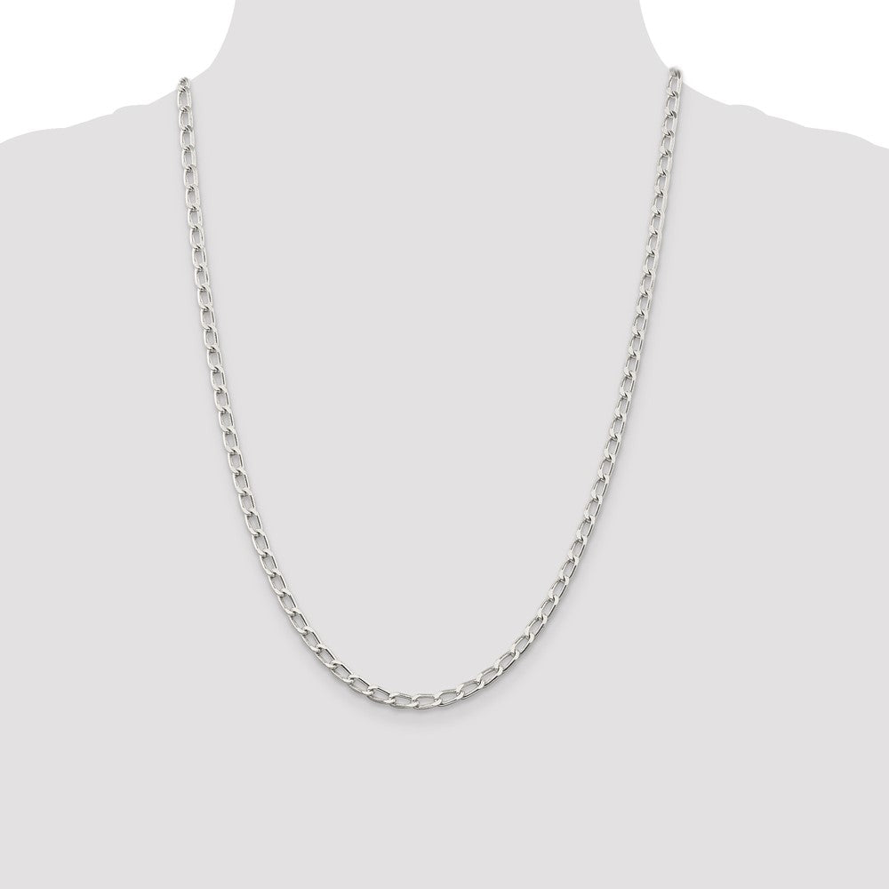 Sterling Silver 4.3mm Open Elongated Link Chain 24 Inches
