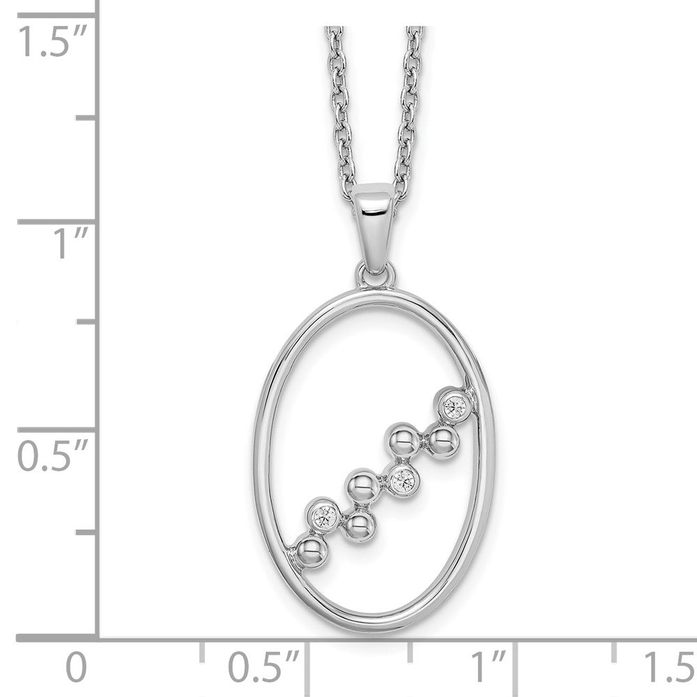 White Ice Sterling Silver Rhodium-plated 18 Inch Diamond Open Oval Necklace with 2 Inch Extender 18 Inches