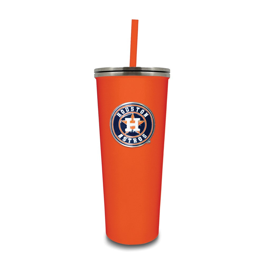 MLB Houston Astros Stainless Steel 24 ounce Skinny Tumbler with Emblem and Straw