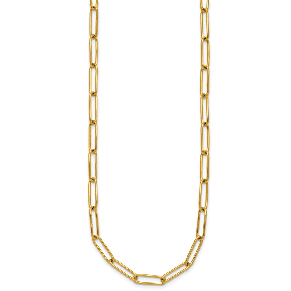Stainless Steel Polished Yellow IP Paperclip Link 15in w/2in ext. Necklace