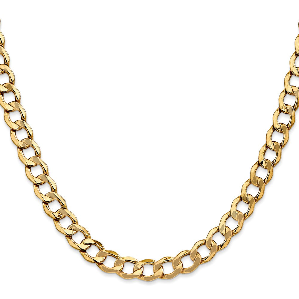 14K 7mm Semi-Solid Curb Link Chain 9  inches