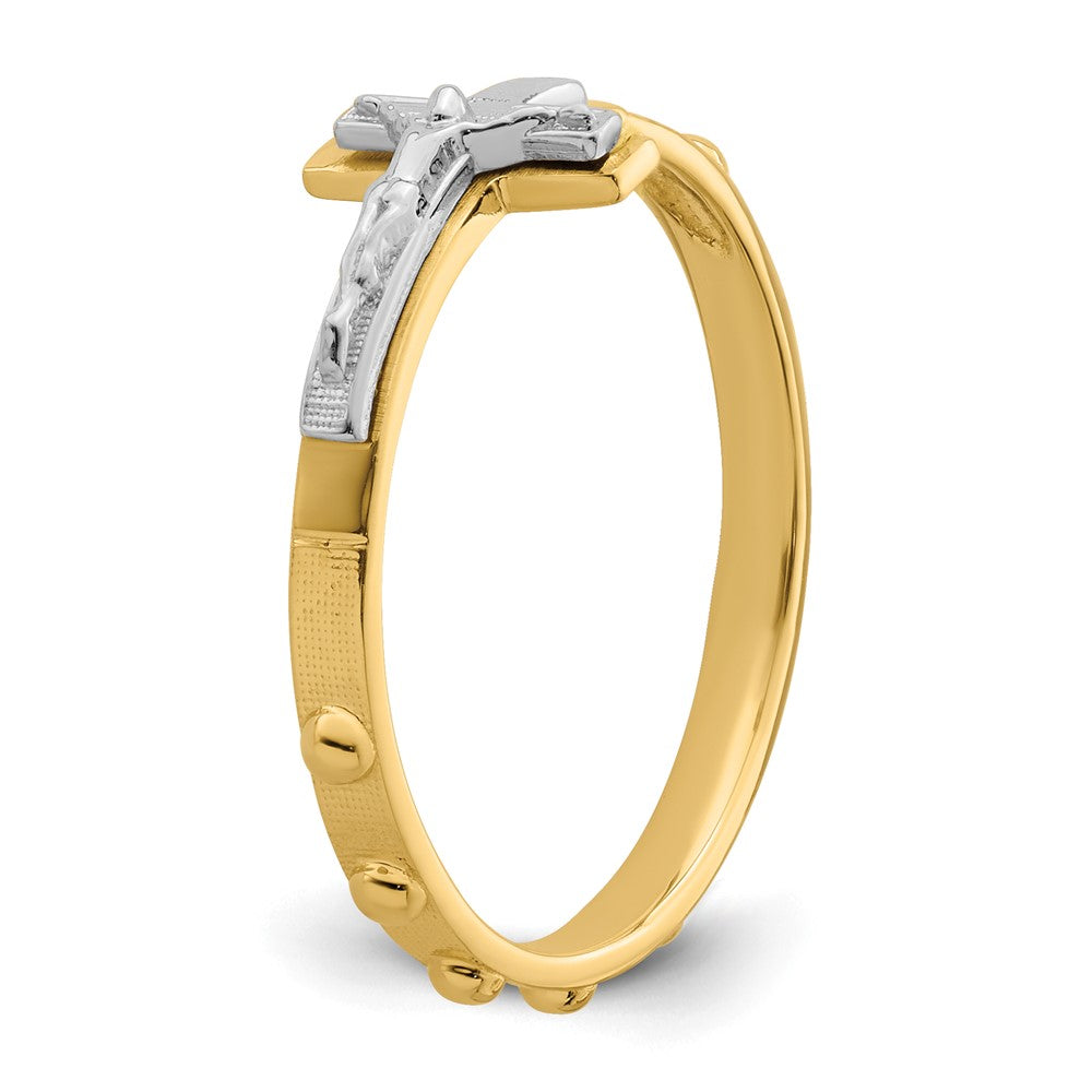 14K Two-tone Crucifix Rosary Ring Size 7