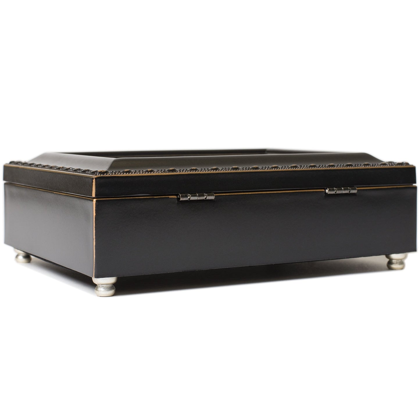 Boy First Communion Distressed Black Finish Music Box
